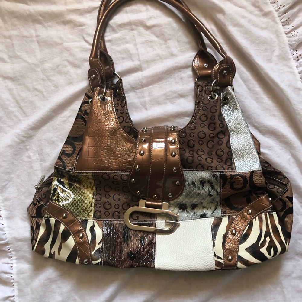 Animal Print Patchwork Shoulder Bag